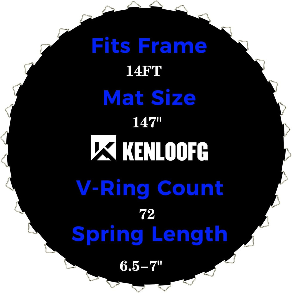 Trampoline Replacement Mat,72/96 V-Rings,Fits 12/14/15Ft Trampoline Frame & 5.5″
