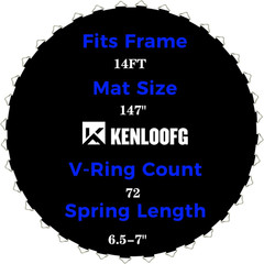 Trampoline Replacement Mat,72/96 V-Rings,Fits 12/14/15Ft Trampoline Frame & 5.5″