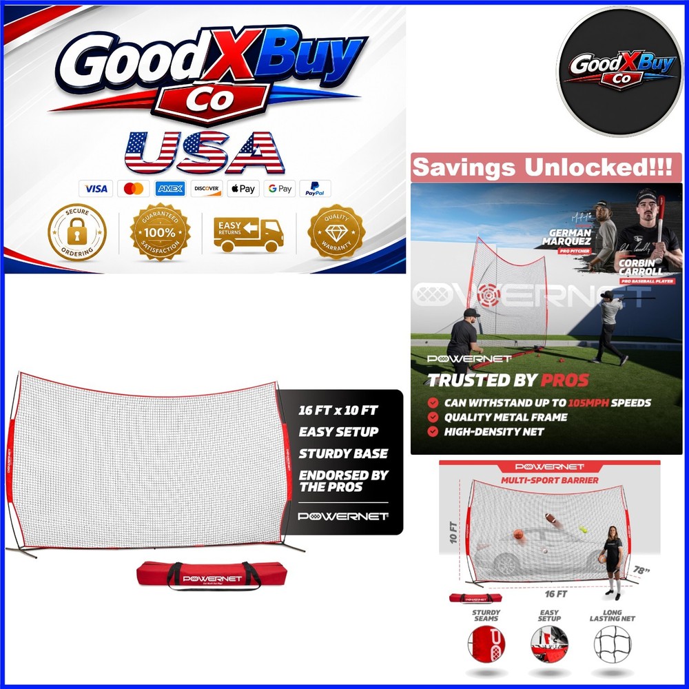 16×10 Red Portable Sports Rebounder Net for Baseball Soccer &more