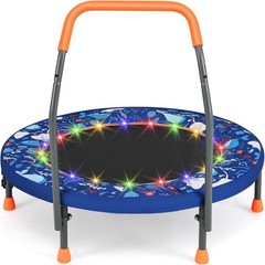 36” Toddler Trampoline W/ Lights Folding Springless Small Kids Rebounder