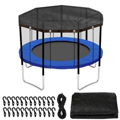 Black Round 12FT Trampoline Cover – 90% Sunblock Shade with Hooks