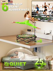 Mini Trampoline for Adults 42″ Foldable Fitness Rebounder with Adjustable T-Bar