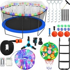 Trampoline Accessories Kit, 3 Step Trampoline Steps 72ft 200 LED Lights 4 Sta…