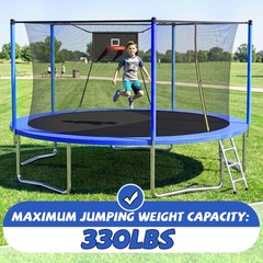 14FT Trampoline ,Sports Fitness Trampolines with Enclosure Net, Recreational
