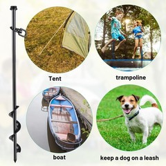 8 Pieces Ground Anchor Trampoline Ground Anchor 40 cm Steel Screw In Ground Anchor Ground Anchor…