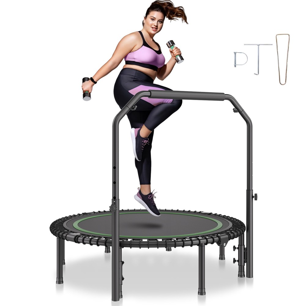 VEVOR 48″ Foldable Mini Fitness Trampoline Adults Exercise Rebounder with Handle