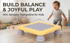 Yellow Mini Trampoline For Kids Sensory Trampoline Bouncing Board With Non LHEV