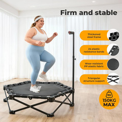 Foldable Fitness Trampoline,40” Rebounder with Adjustable Foam Handle,Mini Tram
