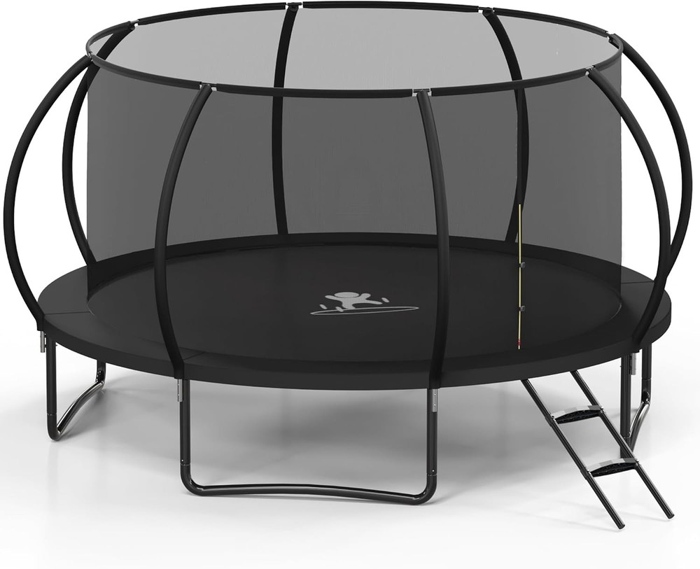 Trampoline Outdoor 10 FT Trampolines W/ Enclosure Net & Ladder，Round