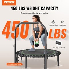 VEVOR 48″ Foldable Mini Fitness Trampoline Adults Exercise Rebounder with Handle
