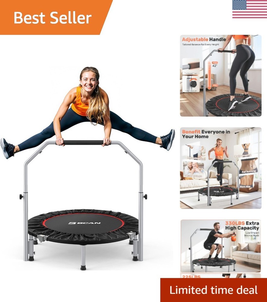 40/48″ Foldable Mini Trampoline Max Load 330lbs/440lbs, Fitness Rebounder wit…