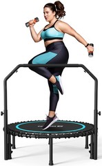 BCAN 450/550LBS Mini Rebounder Trampoline for Adults with Bar, Fitness Trampo…