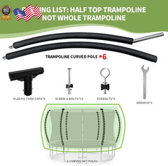 6 PCS Trampoline Curved Pole Replacement Universal Curved Enclosure Net Poles f