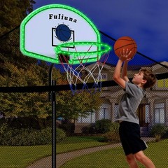 Trampoline Basketball Hoop with Solar Lights & Accessories – Fits Most Poles