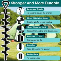 Ground Anchors Screw in Payivsve, Heavy Duty Ground Trampoline Stakes High Wi…