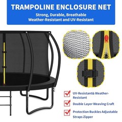 Top Ring Trampoline Enclosure Net Replacement-for 8 Curved Poles Top 12FT Frame