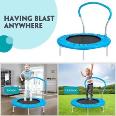 36 Inch Kids Trampoline With Handle Indoor Mini for Toddler Small Rebounder NEW