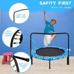 Children’s Trampoline with Handrails for Indoor and Outdoor Fun, Ages 3-7