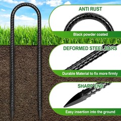 Aierden 4PCS/8PCS/12PCS Trampoline Stakes Anchors High Wind 8 Pack, Black