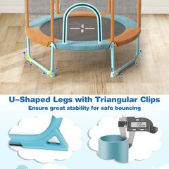 60” Trampoline for Kids w/Gymnastic Bar Rings Foamed Handle No Gap Design