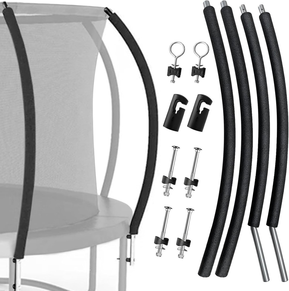 2 Sets Universal Trampoline Replacement Curved Net Pole, Curved Poles Kit for 10