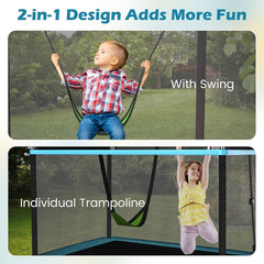 6FT Kids Trampoline with Swing, ASTM Approved Rectangle Recreational Trampoline