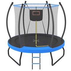 8ft 10ft Trampoline with Basketball Hoop & Ladder Outdoor Backyard Trampolines