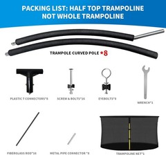 10ft 8 Pcs Trampoline Curved Poles Replacement Enclosure