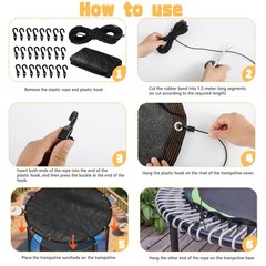 Trampoline Cover Black Round 90% Sunblock Shade Cloth 12FT Trampoline Top Sha…