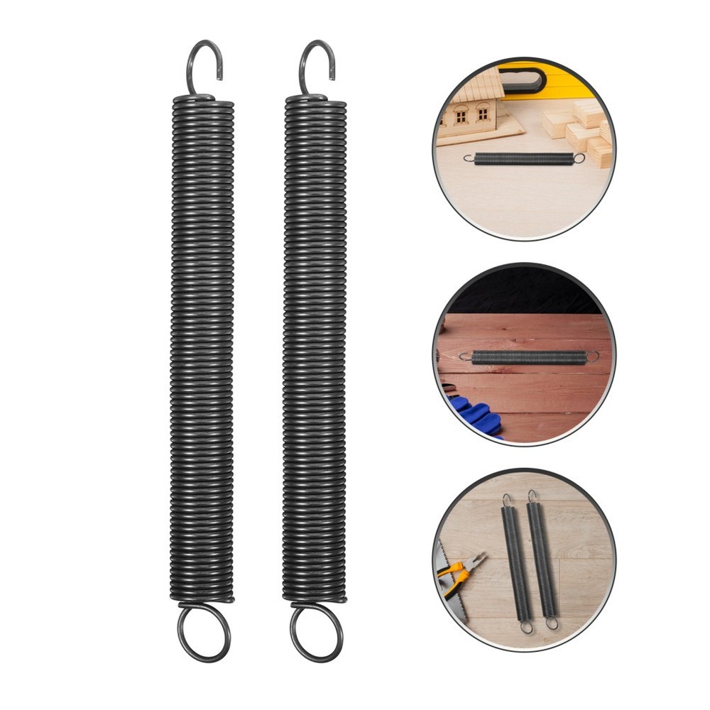 2Pcs Heavy Duty Metal Hooked Extension Springs for Mechanical Use Dark Grey