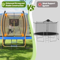 8ft 10ft Trampoline with Basketball Hoop & Ladder Outdoor Backyard Trampolines