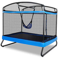 6FT 3-in-1 Kids Trampoline with Swing & Safety Enclosure for Indoor/Outdoor Use