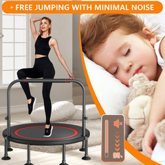 40″/48″ Foldable Mini Trampoline with Adjustable Foam Handle –Thick Steel Spring