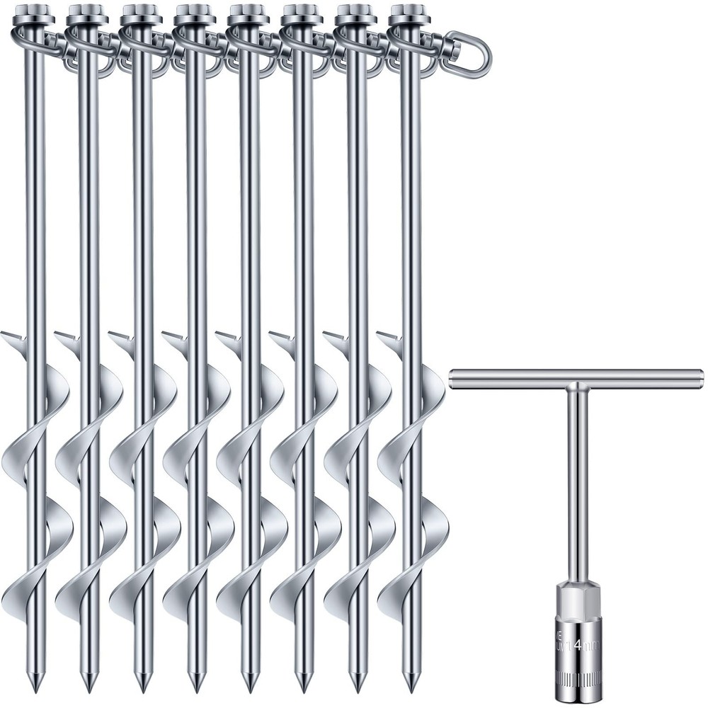 8 Pcs Ground Anchors Screw in, 12 Inch Heavy Duty Tent Stakes with Trampoline An