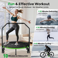 BCAN SP3 40″/48″ Foldable Mini Trampoline, Rebounder Trampoline for Adults, U/T