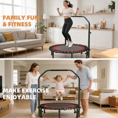 48″ Mini Fitness Trampoline for Adults Indoor Exercise Rebounder with Handle Bar