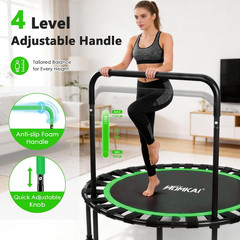 Mini Trampoline Foldable with U Shape and Adjustable Foam Handle for Adults and
