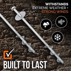 Trampoline Anchors High Wind Heavy Duty 12″ Set of 4/6/8 with Straps, Drill B…
