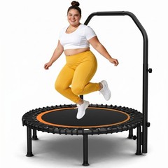48″ Mini Fitness Trampoline for Adults Indoor Exercise Rebounder with Handle Bar