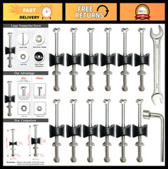 12 PCS Trampoline Screws 3.7″ – Anti-Loose Bolts & Nuts, Replacement Parts + Too