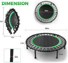 40″/48″ Rebounder Trampoline for Adults with Bungee Cords, Exercise Rebounder fo