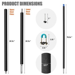 2PCS Universal Trampoline Replacement Poles Kit with Foam Sleeves & Caps, Fits 8