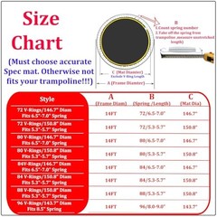 Trampoline Fits 14FT Steel Frame 88 V-Rings/150.8″ Diam/Fits 5.3″-5.7″Spring