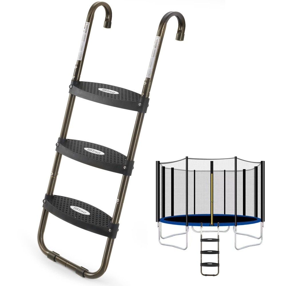 Trampoline Ladder, 3-Step Trampoline Steps with Horizontal Wide Steps, Skid-P…