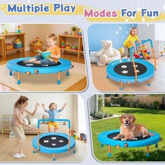 3FT Toddler Trampoline with Adjustable Handlebar, 36″ Foldable & Spring-Free,…