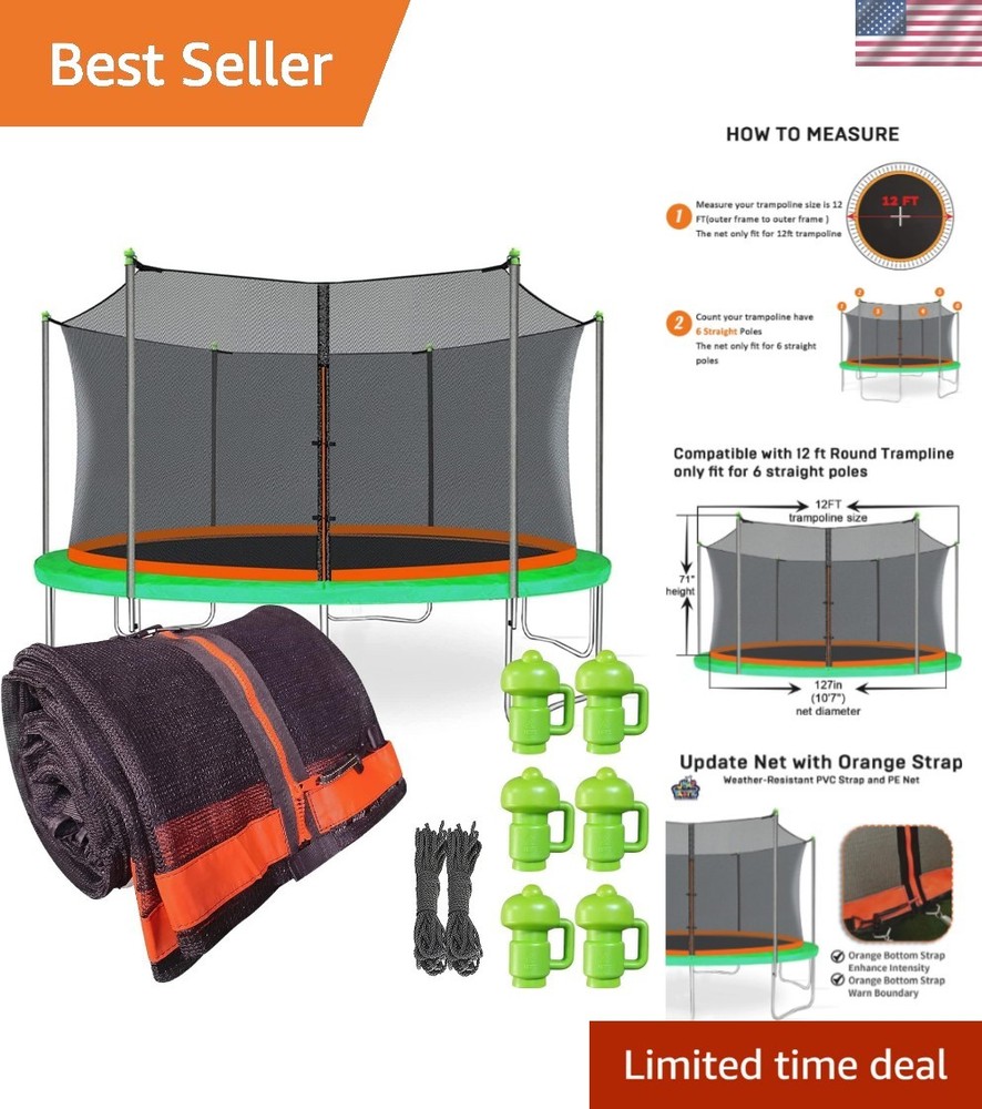 Breathable 12ft Round Trampoline Safety Net – Weather Resistant & Durable