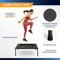 40-Inch Square Cardio Rebounder Trampoline (TPL-41SQ) – Stable Steel Frame for H