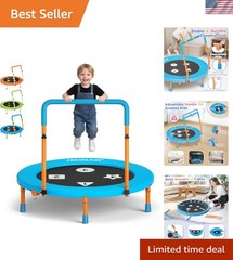 3FT Toddler Trampoline with Adjustable Handlebar, 36″ Foldable & Spring-Free,…