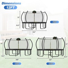 12ft 14ft 16ft Outdoor Round Trampoline with Basketball Hoop for Kids & Adult