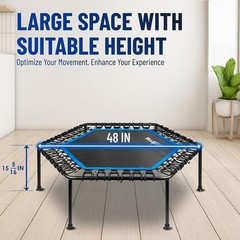 Sturdy Hexagon Fitness Trampoline Cardio Workouts Non-Slip Base 350lbs Capacity